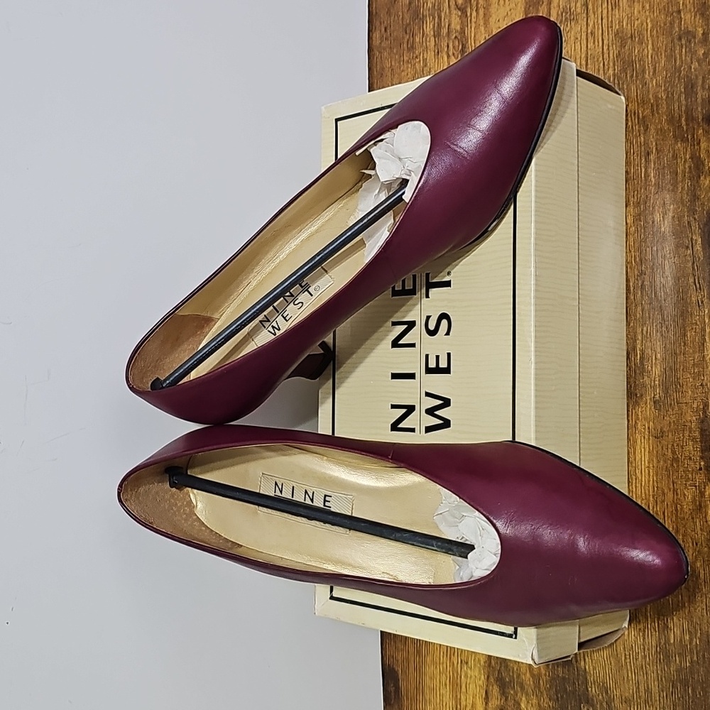 Nine West Women's Deep Red Heels Peekaboo Too Cleavage